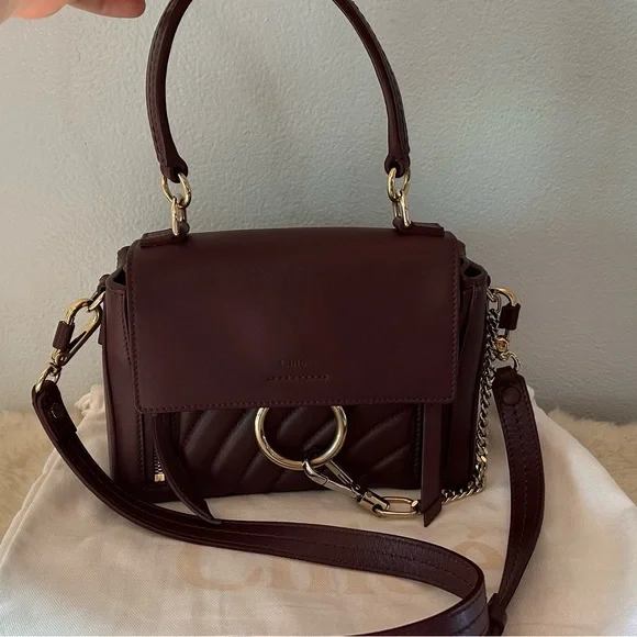CHLOE MINI FAYE DAY BAG IN BURNT BROWN LEATHER